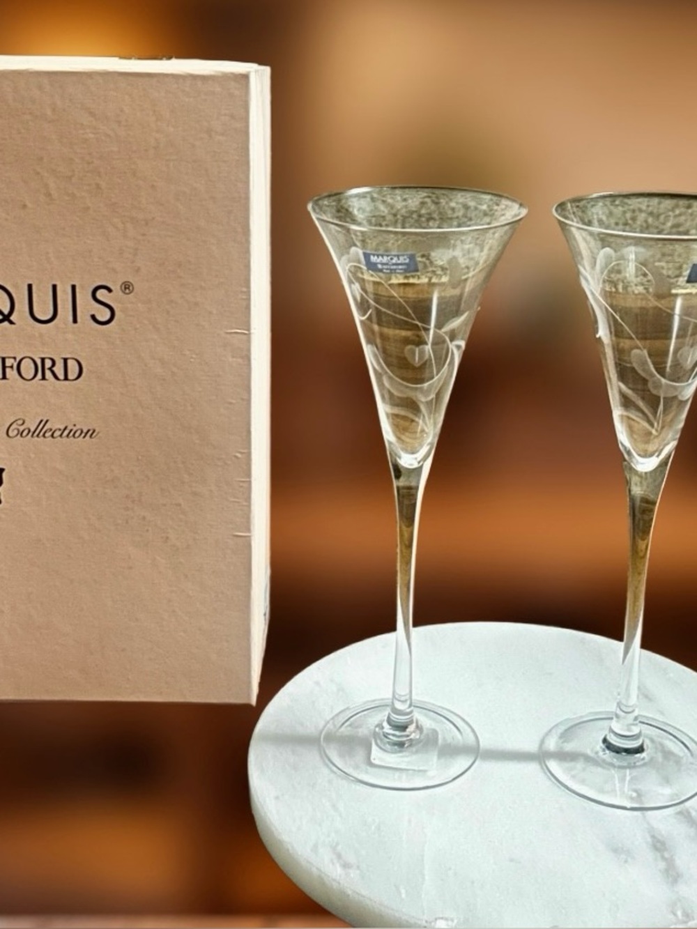 Marquis by Waterford ~ Yours Truly Collection Flute Glass Set of 2 ~ New W/ Box